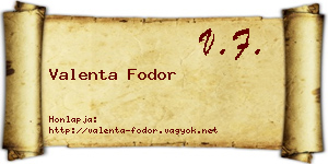 Valenta Fodor névjegykártya